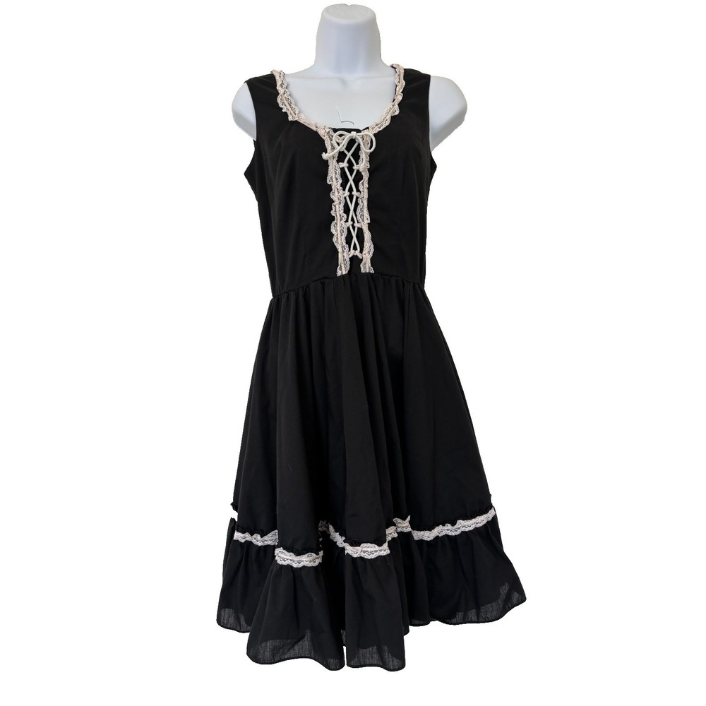 Jeri Bee Dress 8 Black Square Dance Western Frontier Whimsigoth Dark Cottagecore